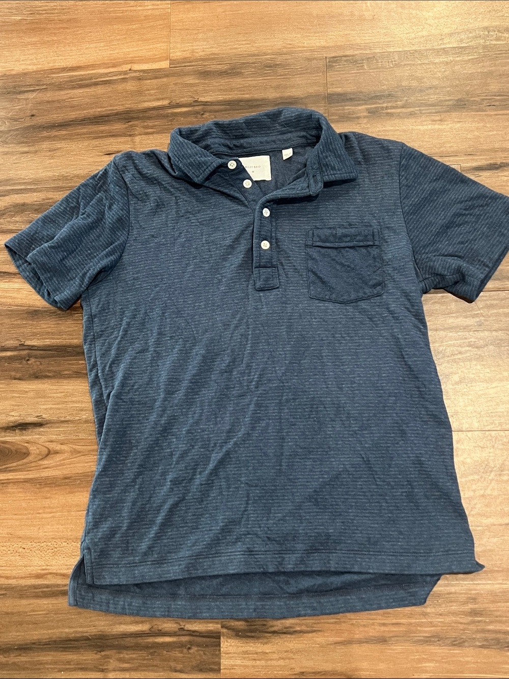 Billy Reid Short-Sleeve Polo Shirt in Heather Navy